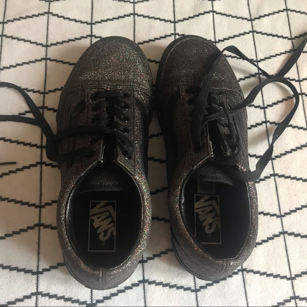 Black glitter Vans
